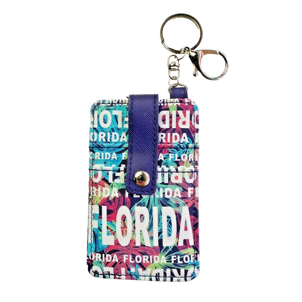 Robin Ruth Florida Card Holder Keychain Wallet Snap Clip Souvenir Travel Teal